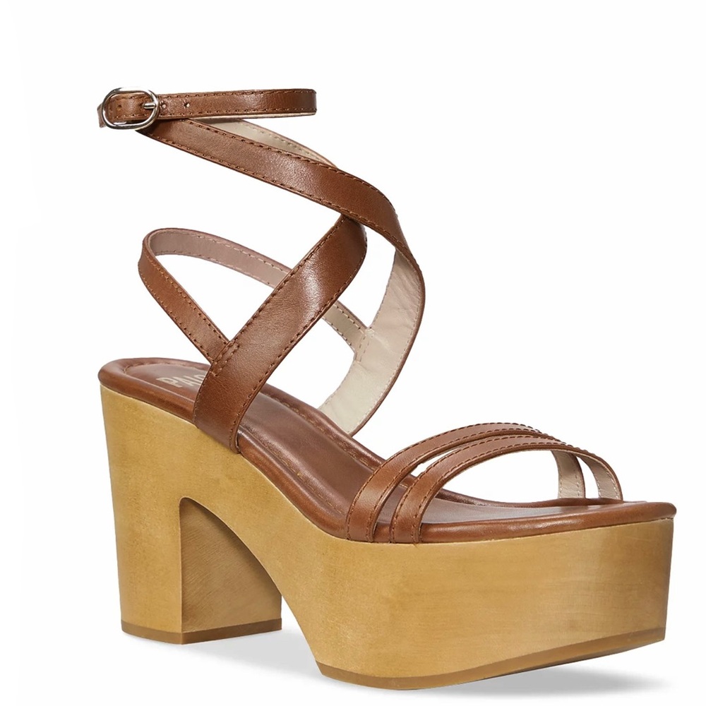 NEW PAIGE BROWN LEATHER CLOG SANDALS